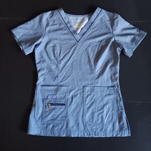 Adar Pro Scrubs Athletic Fit for Women - V-Neck Scrub Top sz XS Blue